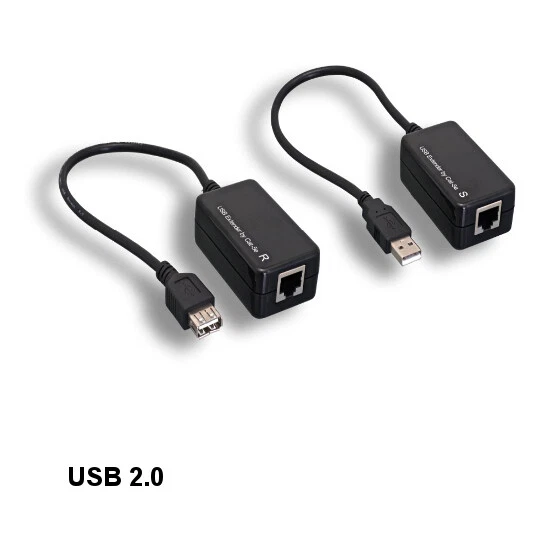 SET 10 Stck. Schwarz USB Verlängerung über Ethernet RJ45 Adapter 12 Mbps Verlängerung auf 200 Fuß - Bild 1 von 1