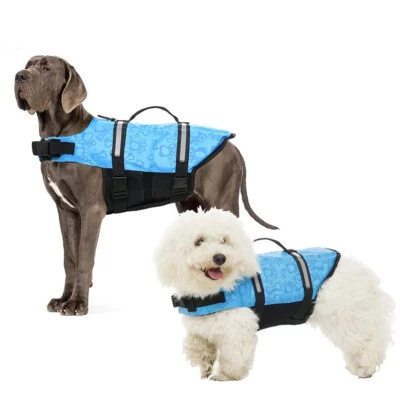 Blue Dog Swimming Life Jacket Float Vest Adjustable Preserver Dog Puppy Swimsuit - Image 1 of 4