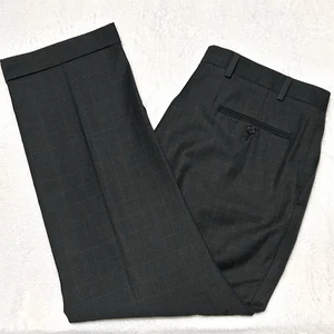 Ralph Ralph Lauren Dress Pants Men's 36x30 Black Check Pleated Cuffed Trousers - Picture 1 of 16
