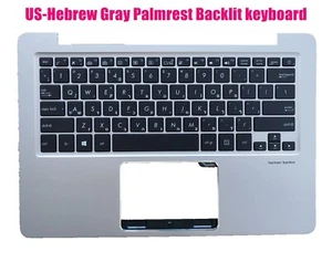 US-Israel Hebrew Gray Palmrest Backlit keyboard for ASUS UX330U/UX330UA/UX330UAK - Imagen 1 de 2