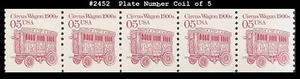 USA5 #2452 MNH PNC5 Pl #1 Circus Wagon Trans - Picture 1 of 1