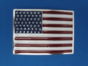 NEW OLD STOCK PATRIOTIC USA PEWTER STYLE FLAG METAL BELT BUCKLE MADE IN USA #118 - Picture 1 of 1