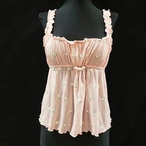 Victorias Secret Womens Babydoll Sheer Coquette Fairy Top Size M Embroidered - Picture 1 of 10