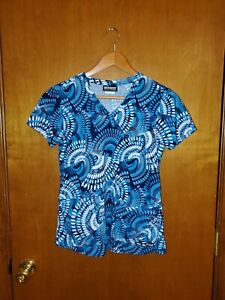  Grey’s Anatomy By Barco  Scrub Top; Size XS  with pockets Blue and White 