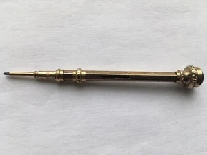 C1870s-90s VINTAGE 9ct GOLD&RUBY GLASS ENDED SMALL PROPELLING PENCIL - Picture 1 of 6