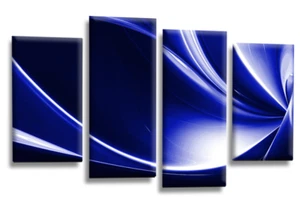 Large Abstract Wall Art Blue Black White Love Framed Canvas Split Picture LR - Picture 1 of 6