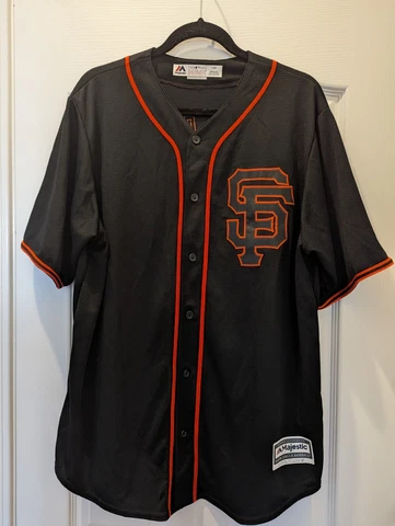MADISON BUMGARNER SAN FRANCISCO GIANTS BLACK MAJESTIC JERSEY COOLBASE SEWN MEN L Cover