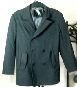 EUC Men's GUESS Double Breasted Pea Coat Size XL Gray Wool Blend Button Fasten - Picture 1 of 12