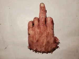 Silicone HORROR PROP severed mutilated male hand middle finger joke prank funny - Picture 1 of 3