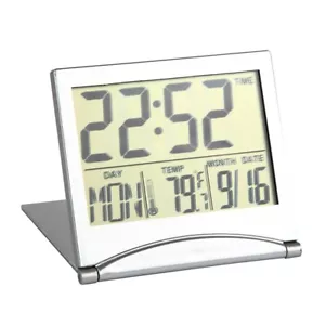 Folding Alarm Clock Desk Topper LCD Travel Alarm Clock Backlight Alarm Clock - Picture 1 of 22