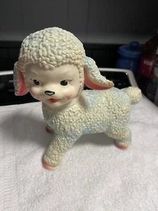Vintage 1961 The Sun Rubber Lamb Sheep Toy Large 10 IN Tall SQUEEKS - Picture 1 of 9