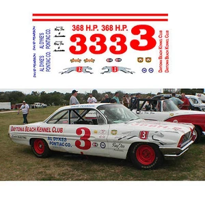 #3 David Pearson 1961 Pontiac decal 1/87 scale Aurora Autoworld AFX Tyco - Picture 1 of 1