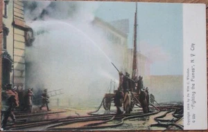 New York City, NY 1905 Rotograph Postcard, Fire Fighting Fighters Engine NYC - Picture 1 of 1