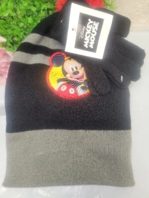 JUEGO SOMBRERO Y GUANTES DE PUNTO DISNEY MICKEY MOUSE GRIS ROJO Y NEGRO *TALLA ÚNICA  Foto 1 de 2