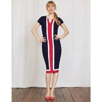 Boden Flora Ponte Navy Blue Color Block Camellia Shift Dress 2 - Image 1 of 4