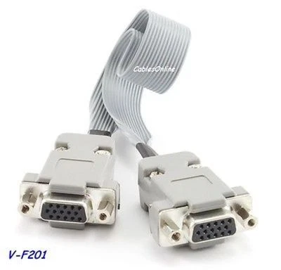 1foot VGA (HD15) Female to Female Flat Ribbon Monitor Cable, CablesOnline V-F201 - Image 1 of 2