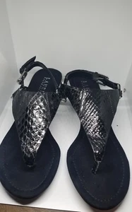 Lauren Ralph Lauren Laurel Leather wedge sandles Snakeskin pattern Black Size 6 - Picture 1 of 6