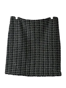 ANN TAYLOR WOMENS BLACK & WHITE CHECKED FRINGED PENCIL SKIRT WOOL BLEND SZ 12 - Picture 1 of 5