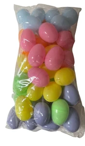 48 Pastel Plastic Easter Eggs - 2 1/4" Medium Fillable Eggs - 48 Pastel Egg Bag - Picture 1 of 4