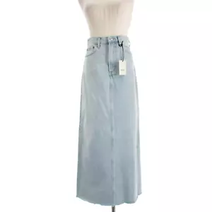 Agolde NWT Hilla Long Line Denim Maxi Skirt Size 25 in Practice Blue Cotton - Picture 1 of 10
