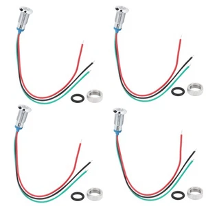 (Rosso e Verde) 4 Set LED Rotondi Precablati 2 Colori Luci Metallo Impermeabili - Foto 1 di 15