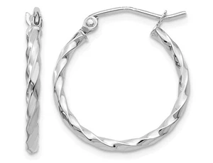 Medium Twist Hoop Earrings in 14K White Gold - Picture 1 of 4