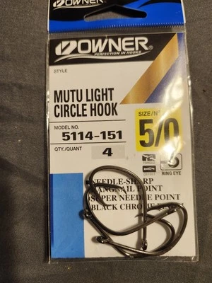 OWNER MUTU LIGHT CIRCLE HOOK SIZE:5/0 QTY:4 5114-151 - Image 1 of 2