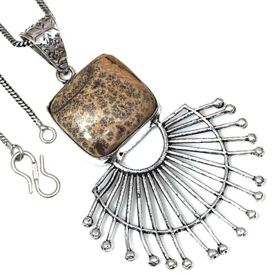 Подвеска картина яшма драгоценный камень День святого Валентина подарок серебряная бижутерия 2,5" - Изображение 1 из 4