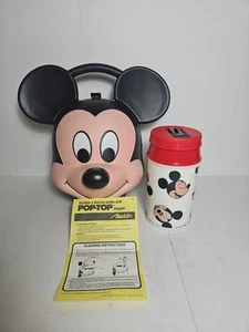 Fiambrera de plástico con cabeza de Mickey Mouse Disney vintage años 80 Aladdin con termo - Imagen 1 de 14