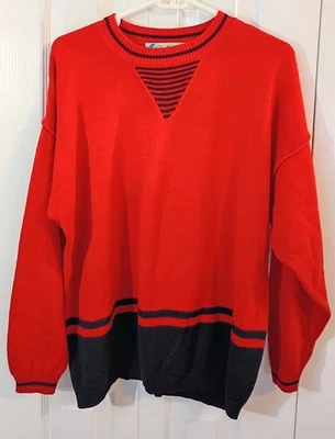 CHAUS Womans Red*Black Pullover Sweater-Heavyweight-Tight knit--LARGE - Image 1 of 3