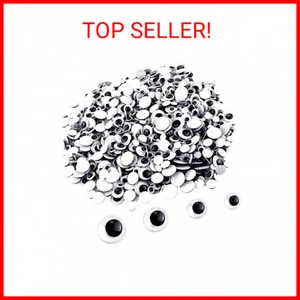 500 Pcs Black Wiggle Googly Eyes with Self-Adhesive, 6mm 8mm 10 mm 12mm Mixed Pa - Picture 1 of 2