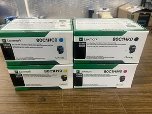 GENUINE LEXMARK 80C1HK0 80C1HC0 80C1HY0 80C1HM0 HIGH YIELD COLOR SET CX410/510 - Picture 1 of 3