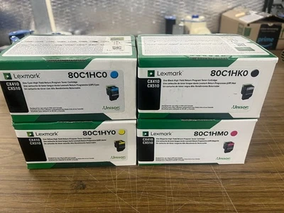 GENUINE LEXMARK 80C1HK0 80C1HC0 80C1HY0 80C1HM0 HIGH YIELD COLOR SET CX410/510 - Image 1 of 3