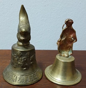 DUE CAMPANE VINTAGE FIGURATIVE IN OTTONE - Foto 1 di 6