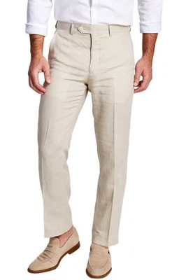 Pantalones de lino Lauren Ralph Lauren para hombre UltraFlex ajuste clásico 40W x 30L tostados - nuevos con etiquetas Foto 1 de 4