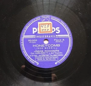 78 rpm JIMMIE RODGERS HONEYCOMB/WOMAN FROM LIBERIA Unbreakable BRAZIL TOP RARE! - Picture 1 of 4