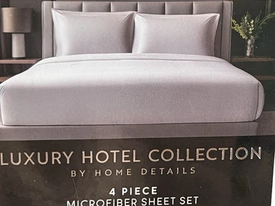 Luxury Hotel Collection Home Details Full 4 Pc Microfiber Sheet Set Soft Brown - Image 1 of 4