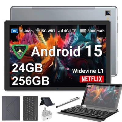 2025 New Android 15 Tablet  24GB+256GB(1TB TF) 10.1 inch Tab 4G Dual SIM WiFi 2K - Image 1 of 4