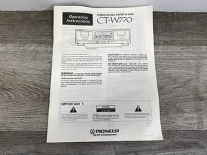 Operating Manual Pioneer Stereo Double Cassette Deck CT-W770 - Picture 1 of 4