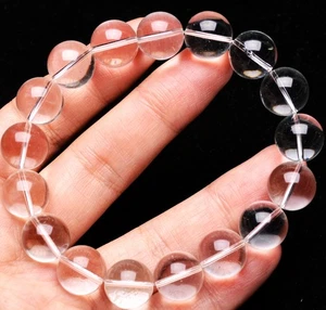 12,2 mm Natürlicher Weißer Quarz Edelstein Kristall Perlen Armband AAA - Bild 1 von 7