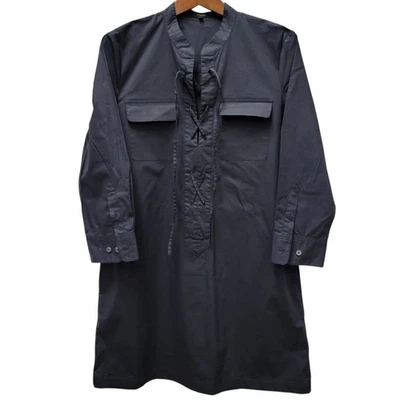 THEORY Shift поплин туника черный на шнуровке длинные рукава платье размер 6 женщин  - Изображение 1 из 4