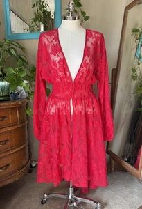 Vintage Carmin sheer lace dress/duster plus size 3X - Picture 1 of 9