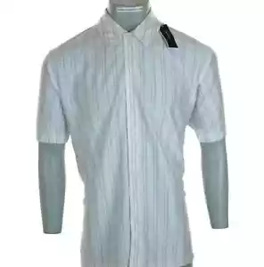 New Men's Alfani Short Sleeved Shirt Pin Striped Large Xlarge Relaxed Fit White - Bild 1 von 3