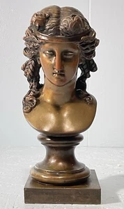 Französische neoklassizistische Grand Tour Bronzebüste der griechischen Göttin Ariadne aus dem 19. Jahrhundert - Bild 1 von 10