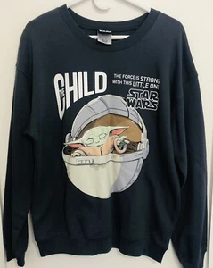 Felpa Star Wars The Child Grogu Little One grigia taglia large 11/13 NUOVA - Foto 1 di 9