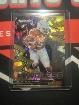 2023 Prizm Draft Picks Bijan Robinson Fearless Gold Cracked Ice - Image 1 of 2