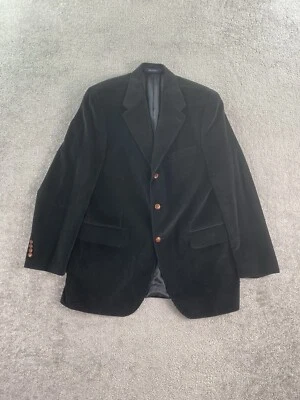 Vintage Chaps Ralph Lauren Sport Coat 42 L Black Corduroy Leather Buttons 90s - Image 1 of 4