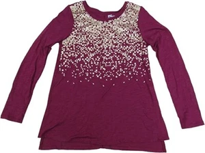 Epic Threads Big Girls Graphic Print T-Shirt Long sleeve Beet  XL 61-64" 110Lbs - Picture 1 of 2