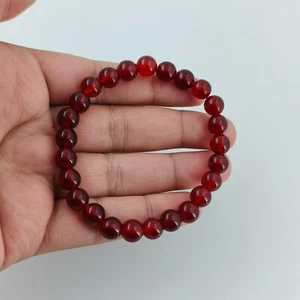 Braccialetto Meditazione Reiki Guarigione Rosso Sangue Fatto a mano Perline Onice Stretch - Foto 1 di 9