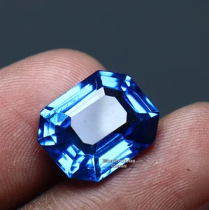 10 Ct Emerald Cut  Blue Topaz Gemstone Loose Flawless Gemstone Best Offer - Picture 1 of 8